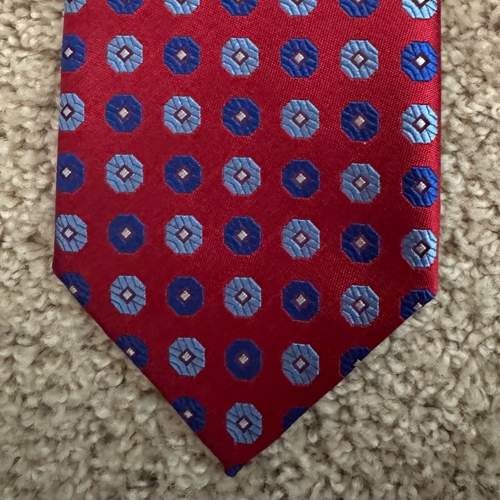 Canali red medallian silk tie